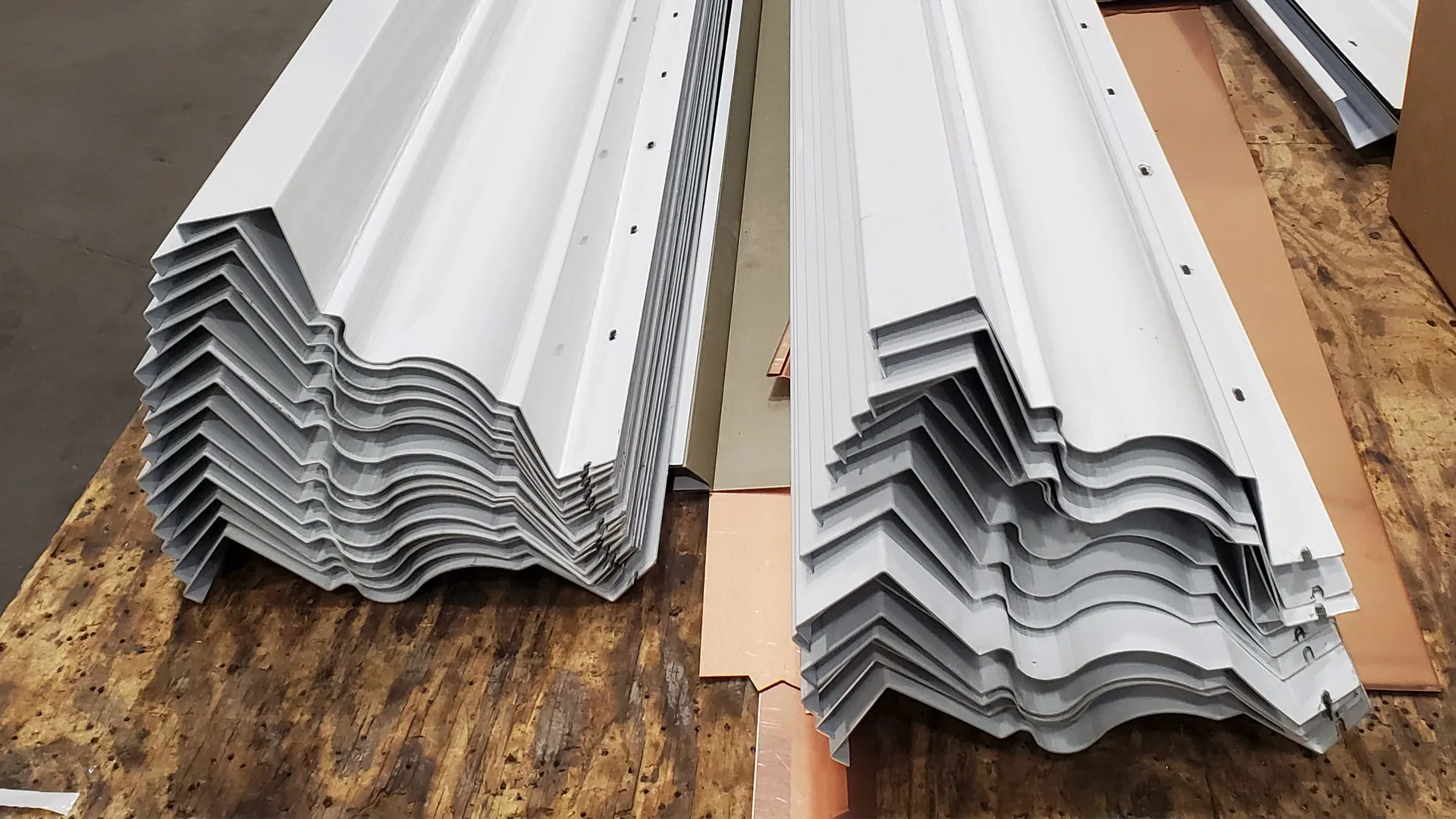 Custom white Kynar-finished aluminum cornice
