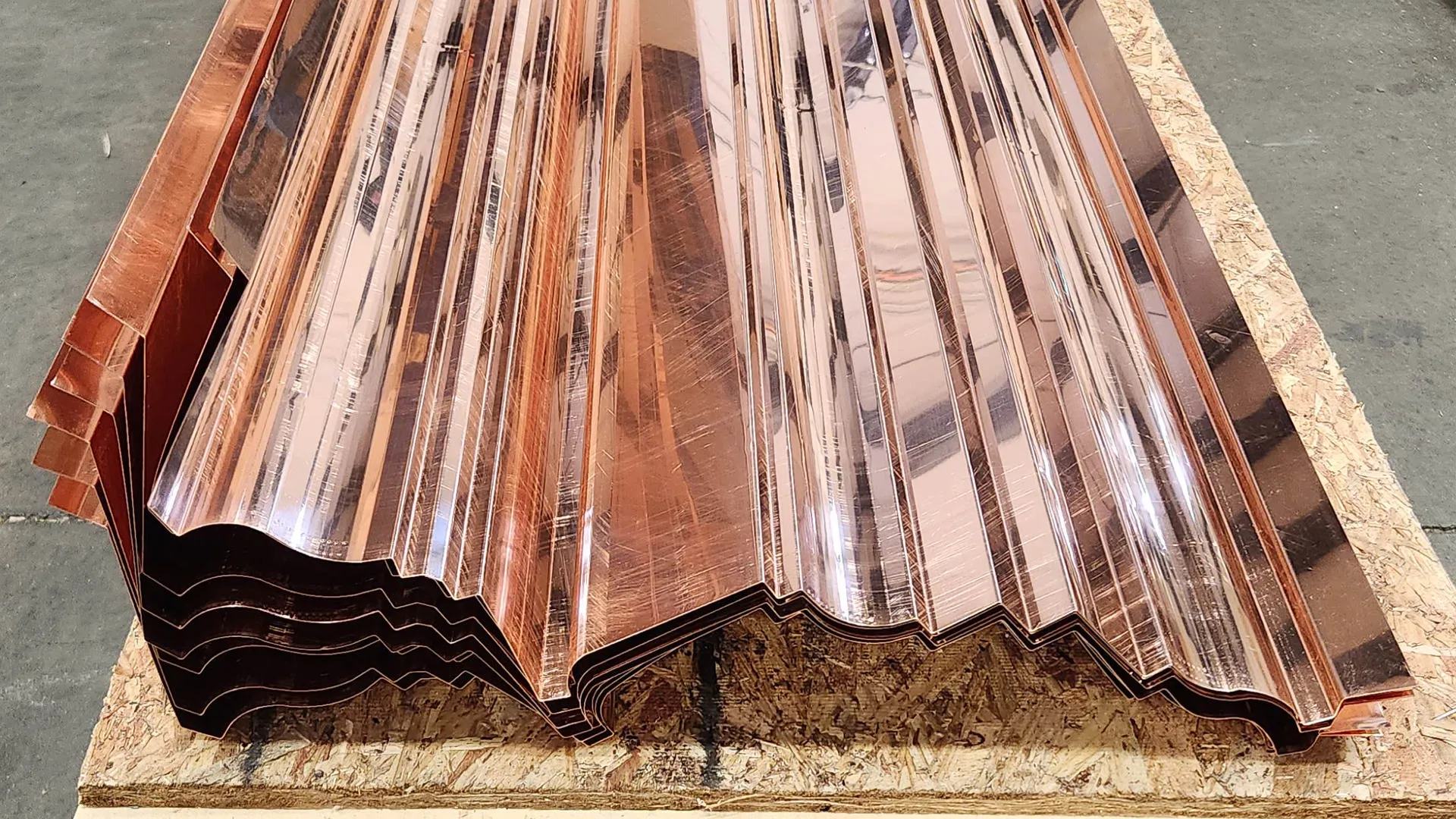 Custom-fabricated copper cornice