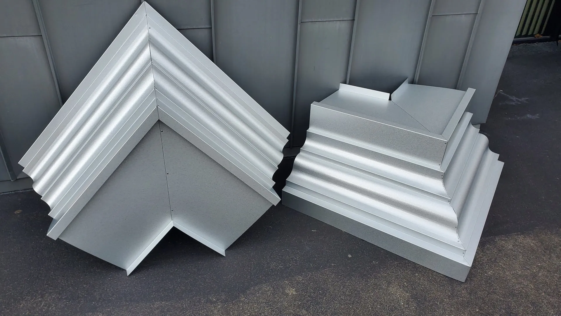Additional view of custom Galvalume cornice