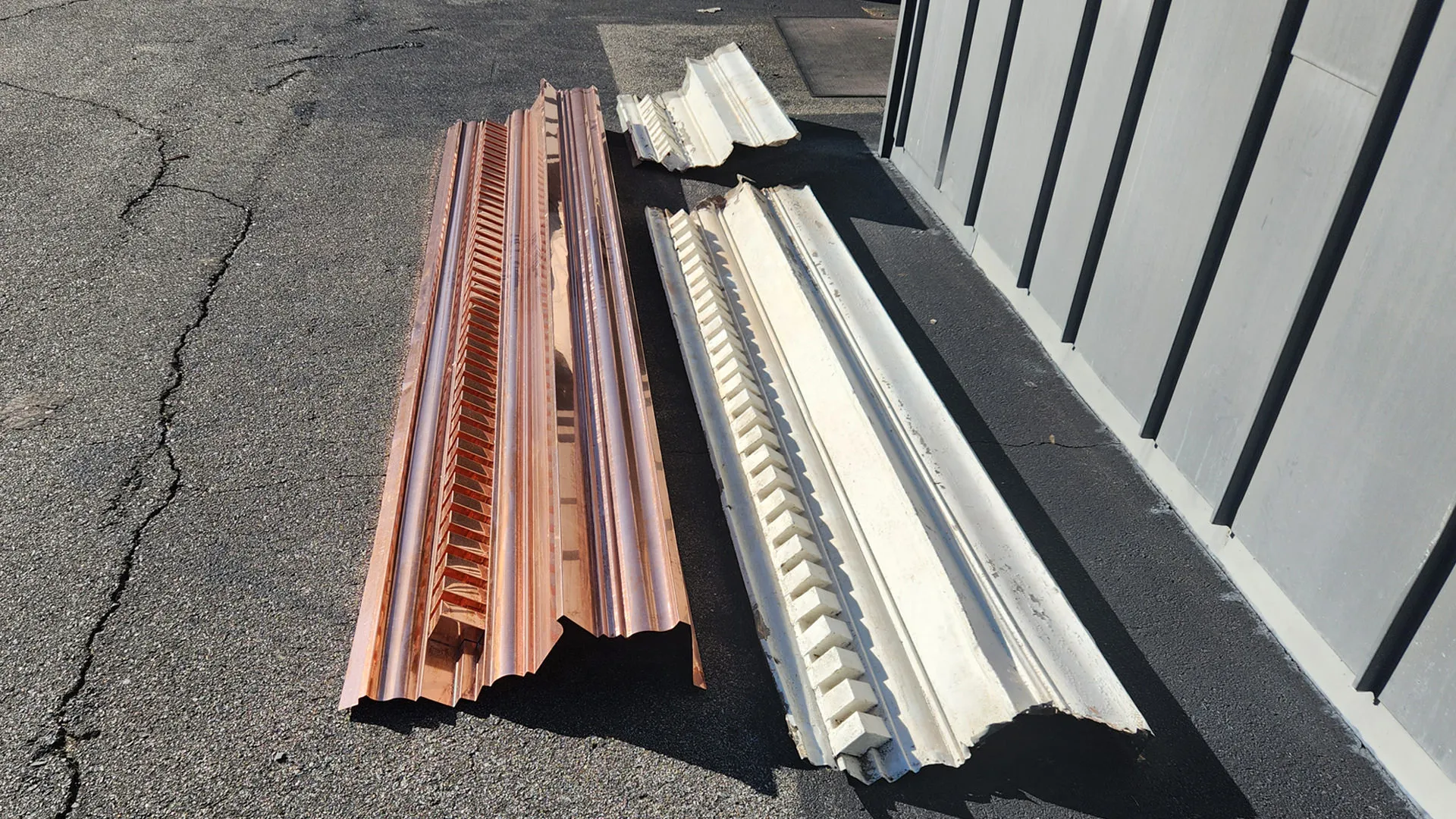 Copper cornice replication with decorative dentils