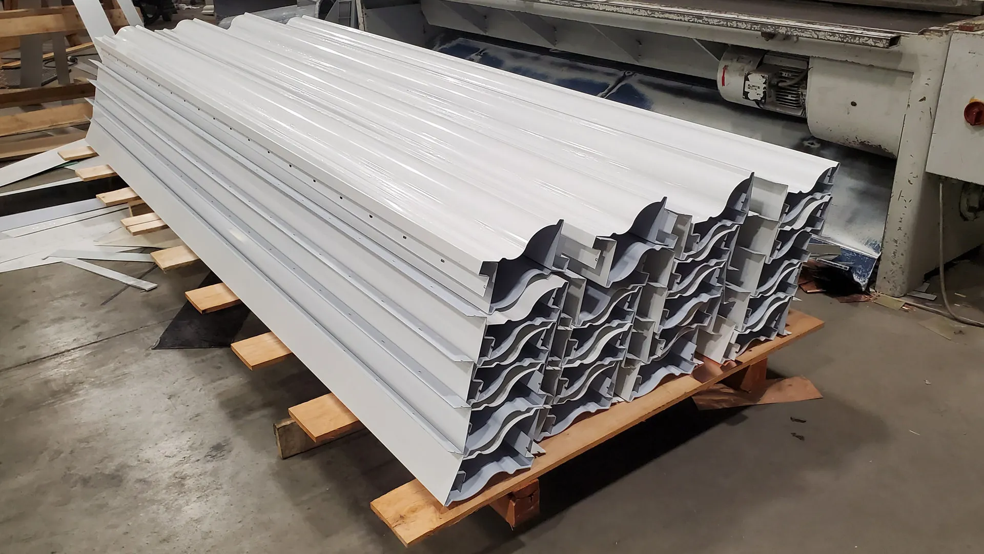 Custom white Kynar-finished aluminum cornice profile