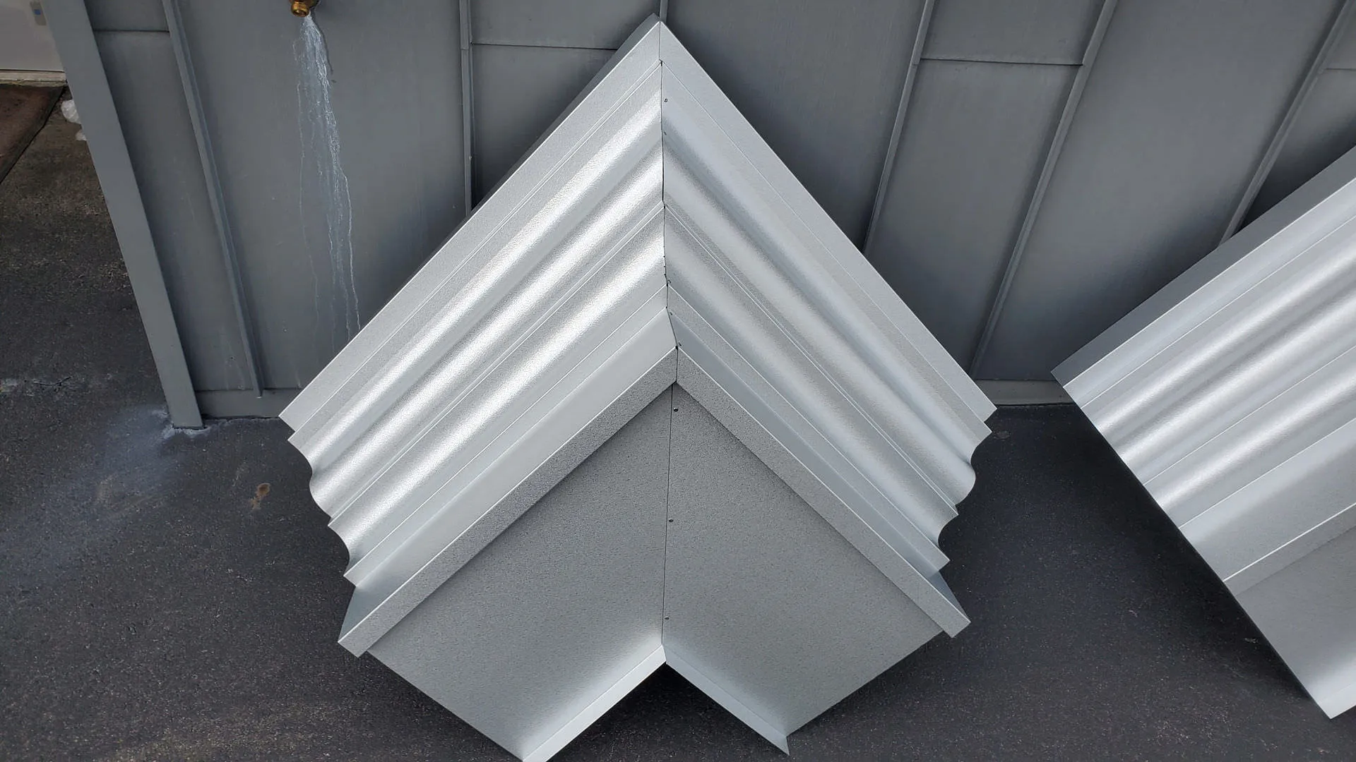 Additional view of custom Galvalume cornice fabrication