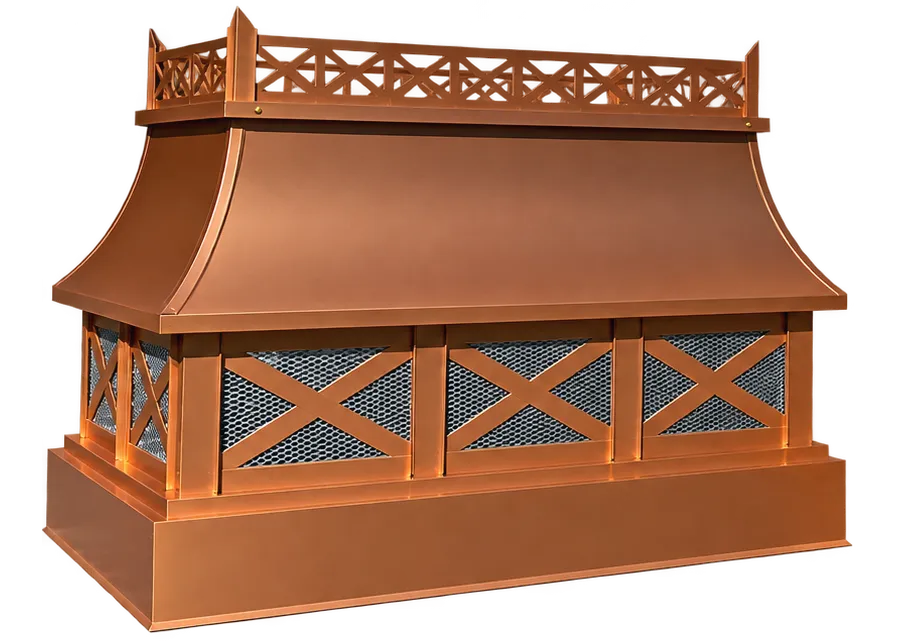 Crown chimney cap in Copper Penny Kynar-finished steel