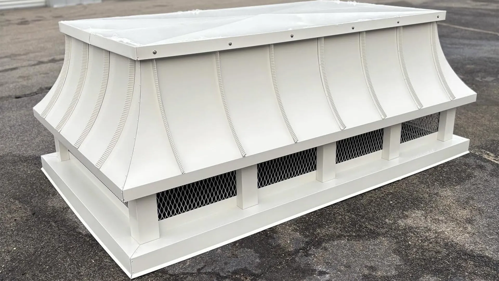 White concave-roof chimney cap