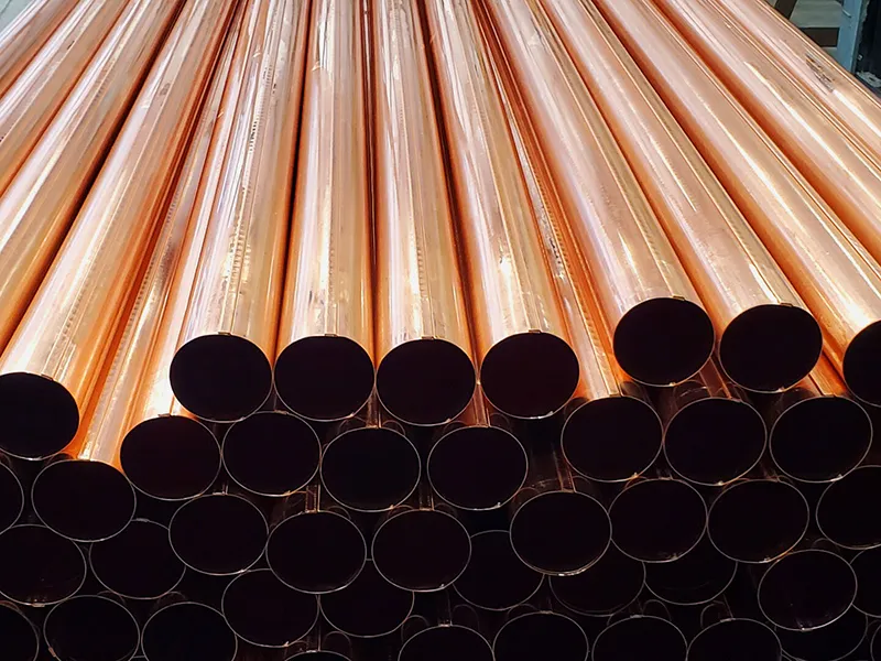 Plain round copper gutter downspout sections