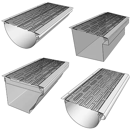 Under-roof gutter screen examples showing the screen profile