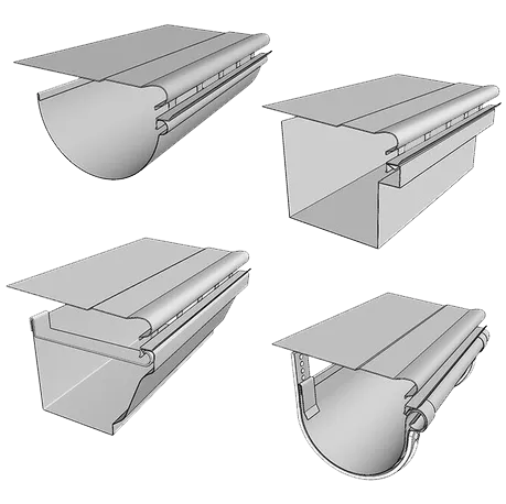 Solid gutter cover examples showing the formed cover profile