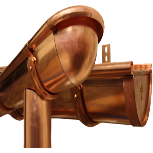 Copper Spherical and Universal End Caps on Half round Gutters