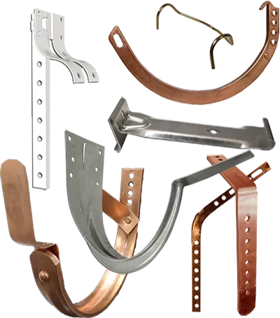 Selection of half-round gutter hangers and mounting styles