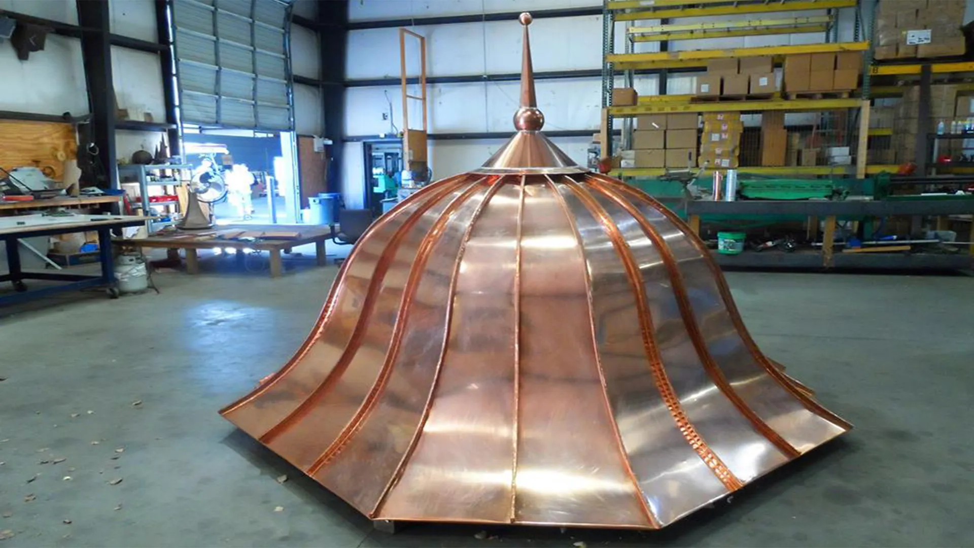 Copper Mechanical Lock Panels on Bell Roof