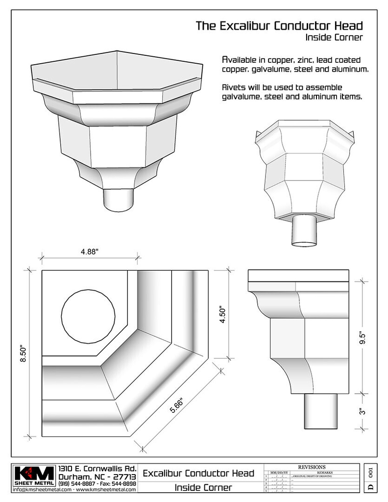 The Excalibur Inside Corner Conductor Head / Leader Head
