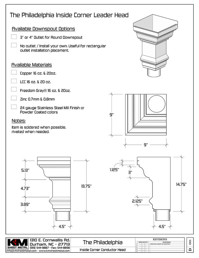 The Philadelphia Ornamental Inside Corner Conductor Head