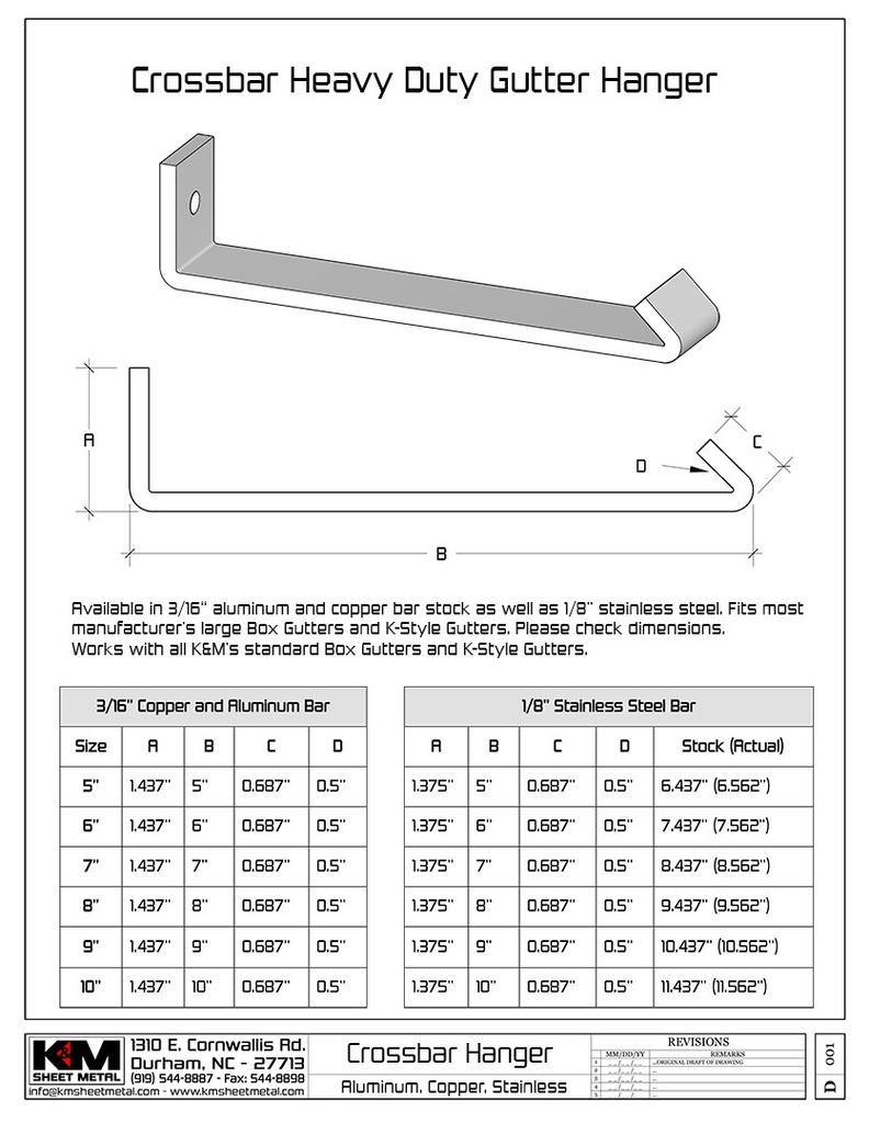 Stainless Steel Crossbar Heavy Duty Gutter Hanger