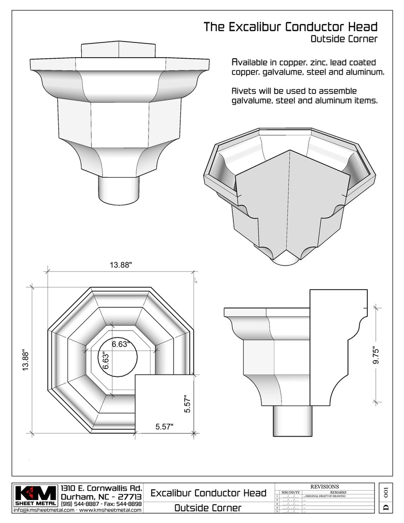 The Excalibur Outside Corner Conductor Head / Leader Head