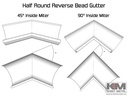 Aluminum 0.027" Half Round Gutter Inside Miter