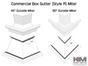 Aluminum 0.032" Kynar Commercial Box Gutter Outside Miter