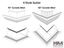 Aluminum 0.032" Kynar K-Style Gutter Outside Miter