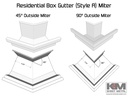 Aluminum 0.032" Kynar Residential Box Gutter Outside Miter