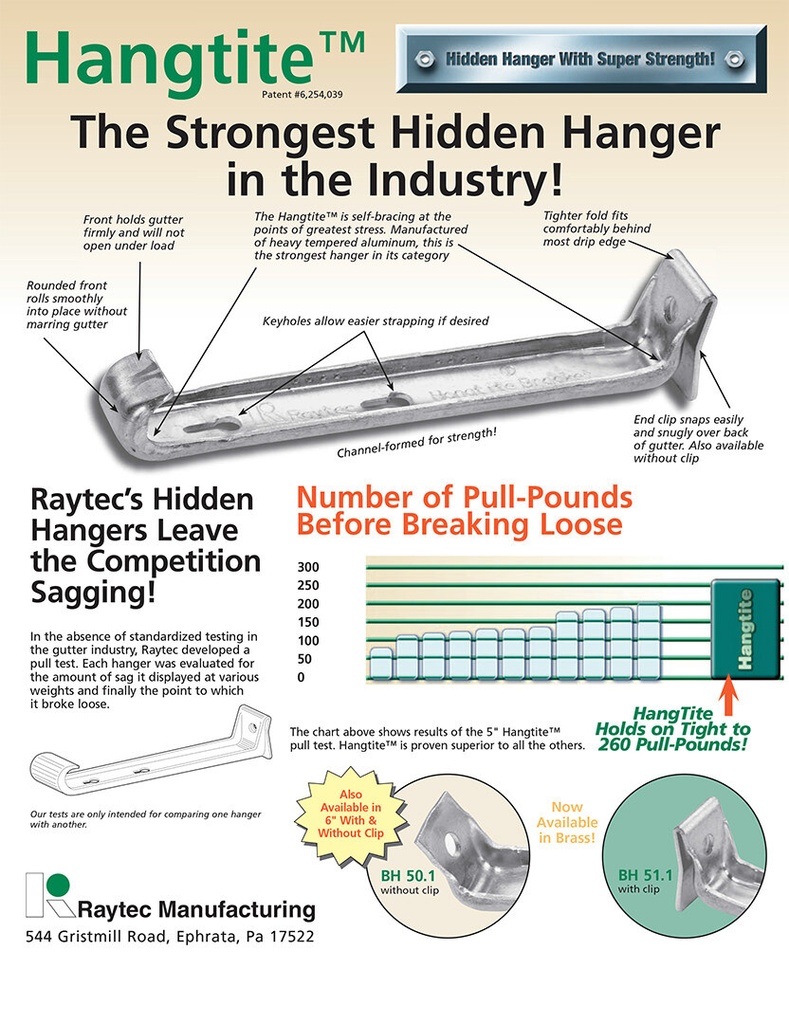 Aluminum Hidden Gutter Hanger - Clip Without Screw