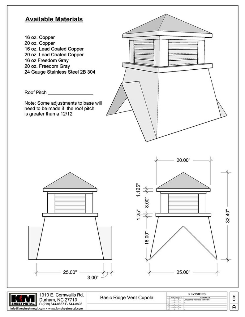 Basic Ridge Vent Cupola