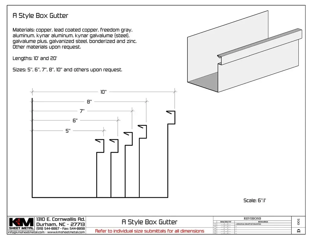 Copper Commercial Box Gutter
