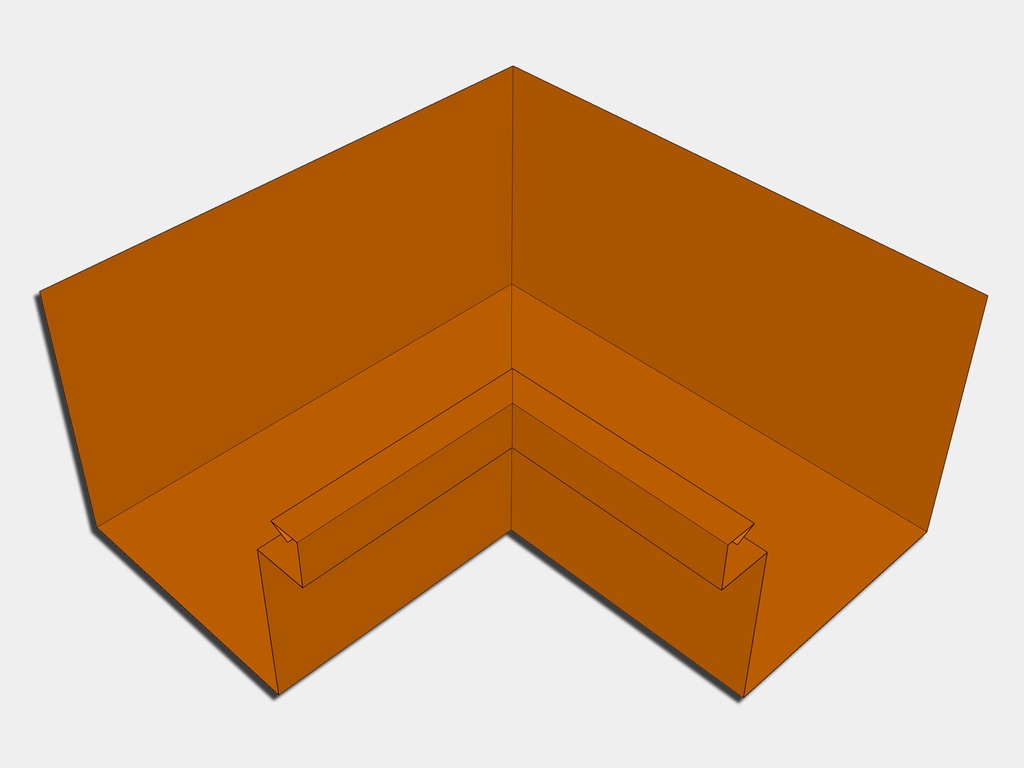 Copper Commercial Box Gutter Inside Miter