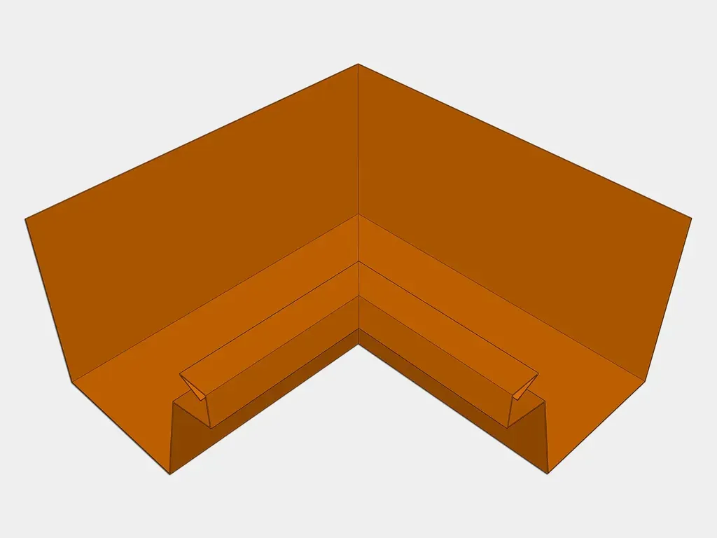 Copper Industrial Box Gutter Inside Miter