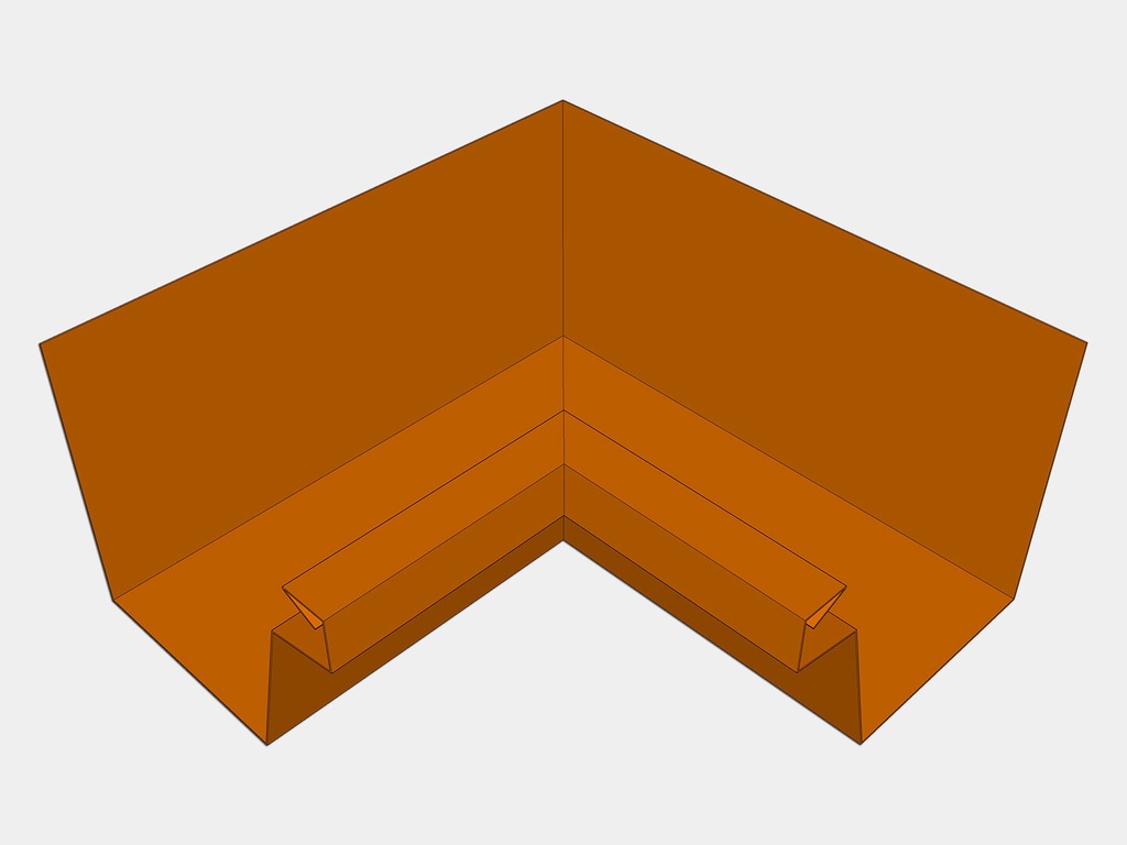 Copper Industrial Box Gutter Inside Miter