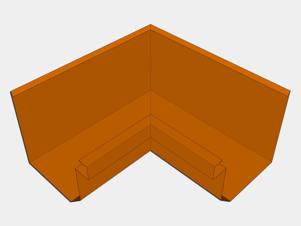 Copper Residential Box Gutter Inside Miter