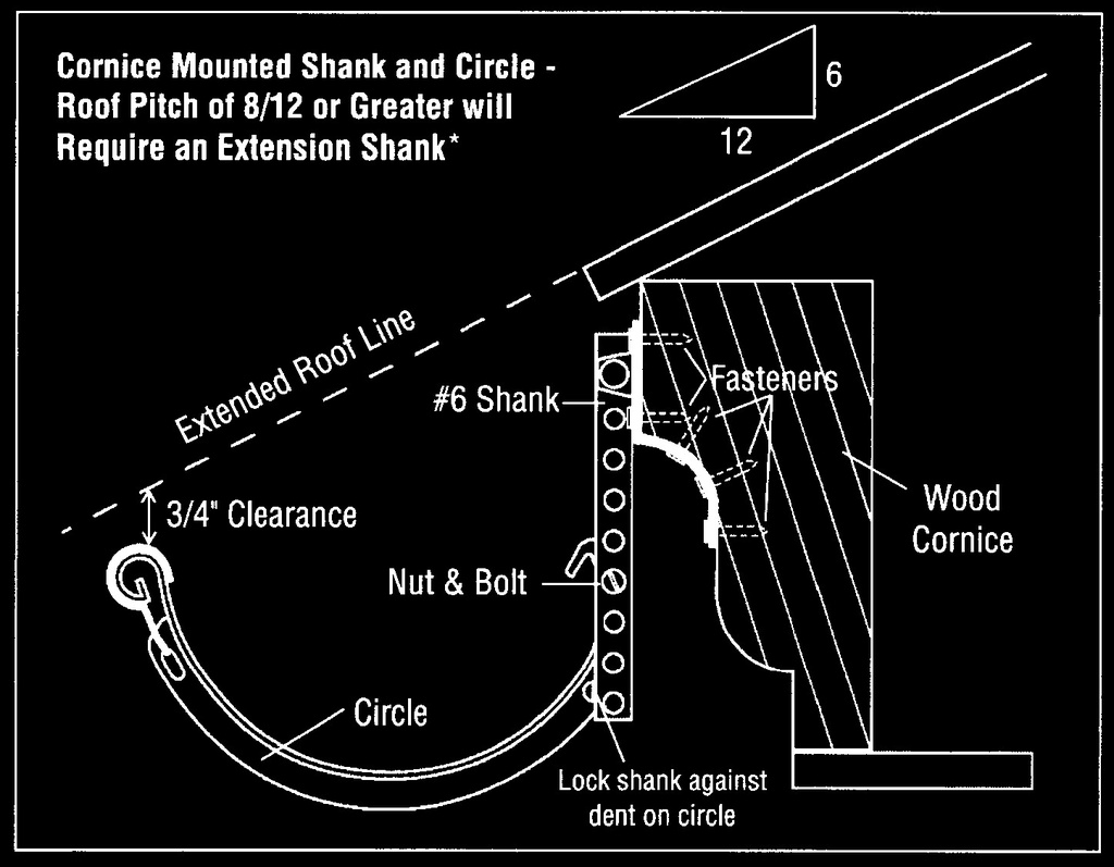 Crown Molding Copper Shank #6 for Half Round Gutter Hanger