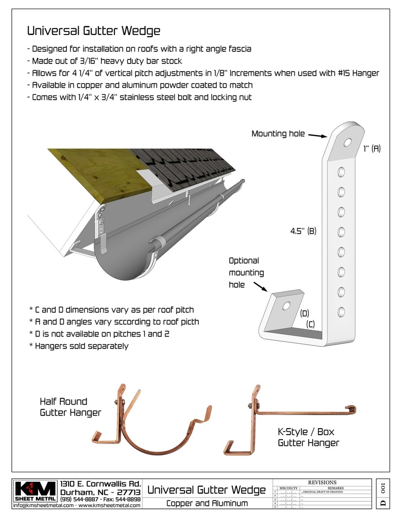 Heavy Duty Aluminum Gutter Wedge for Angled Fascia