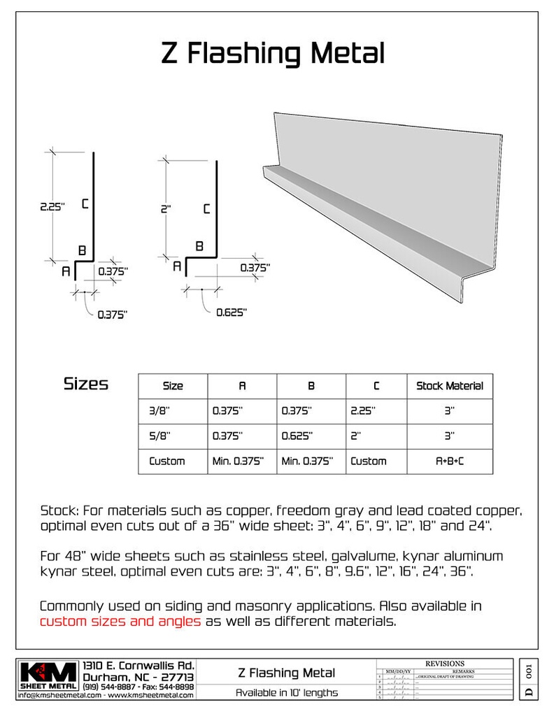 Kynar Aluminum Z Flashing