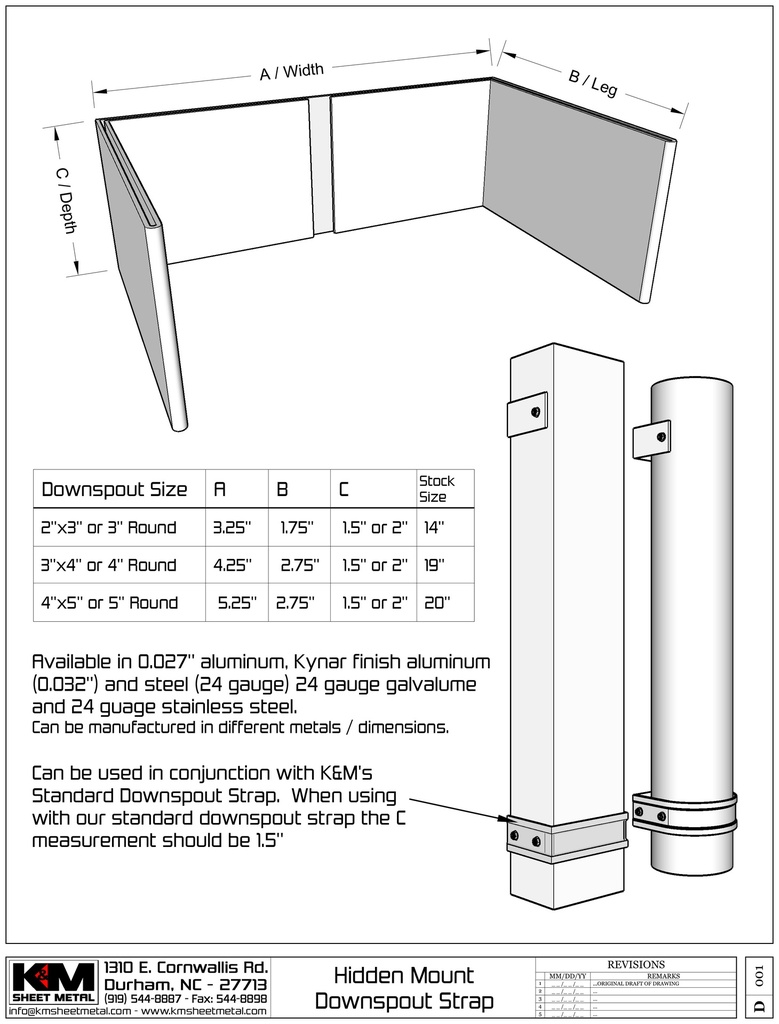 Hidden Mount Kynar Steel Downspout Strap