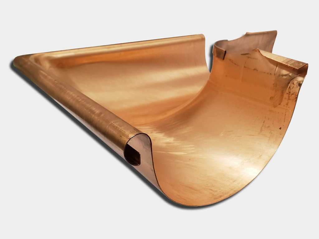 Seamless Euro Bead Half Round Copper Gutter Outside Miter