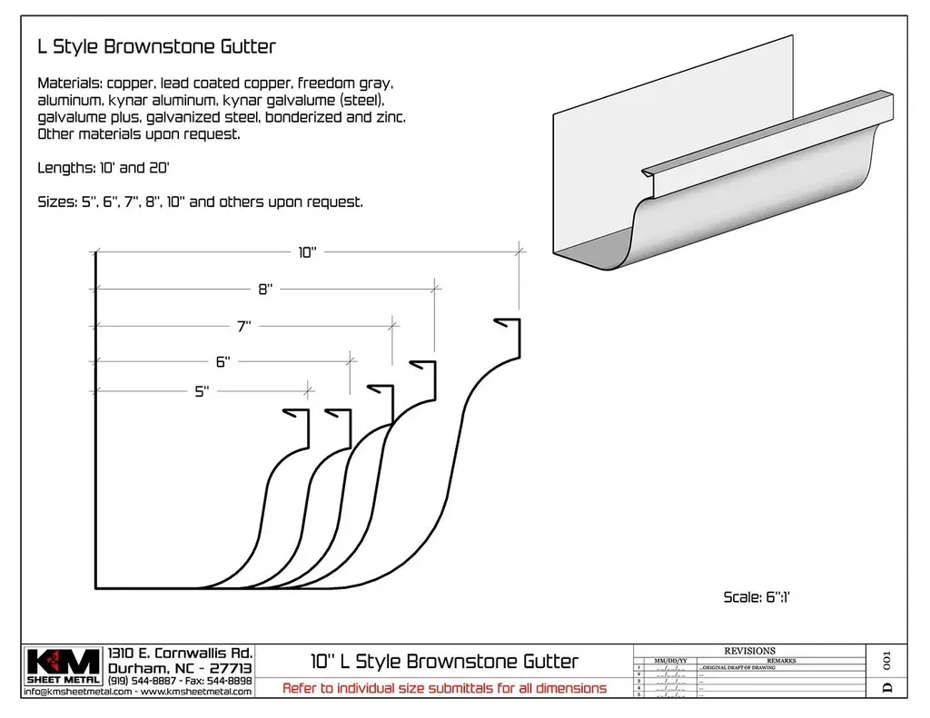 L-Style 24 Gauge Kynar Steel Brownstone Gutter - 1