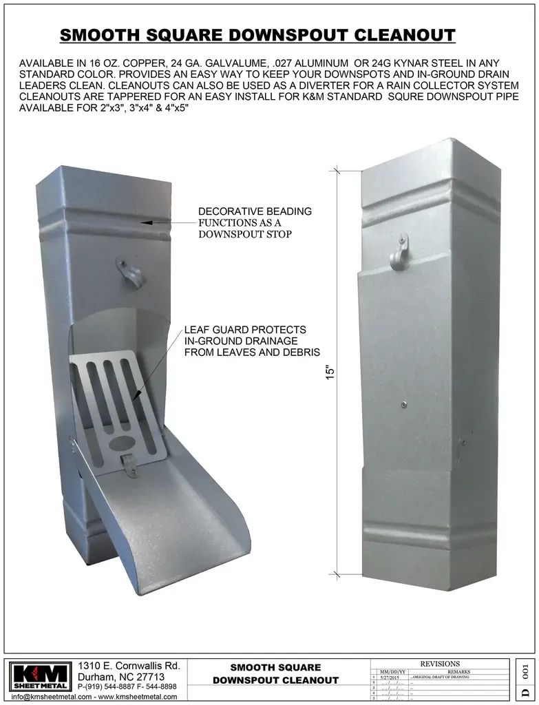 Plain Square Freedom Gray Downspout Cleanout - 1