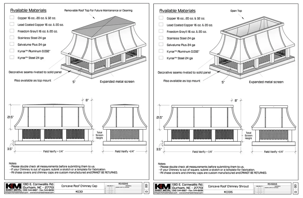 Concave Roof Chimney Cap / Shroud - 1