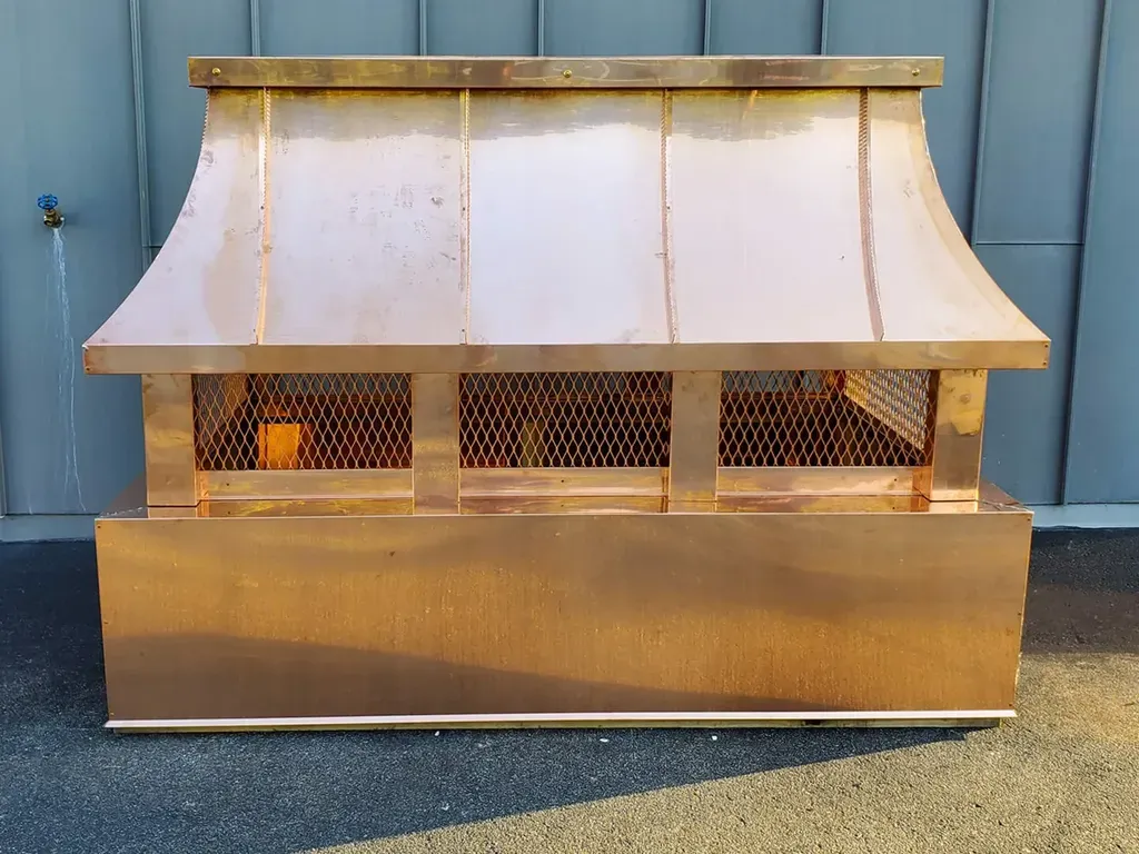 Curved roof copper chimney cap