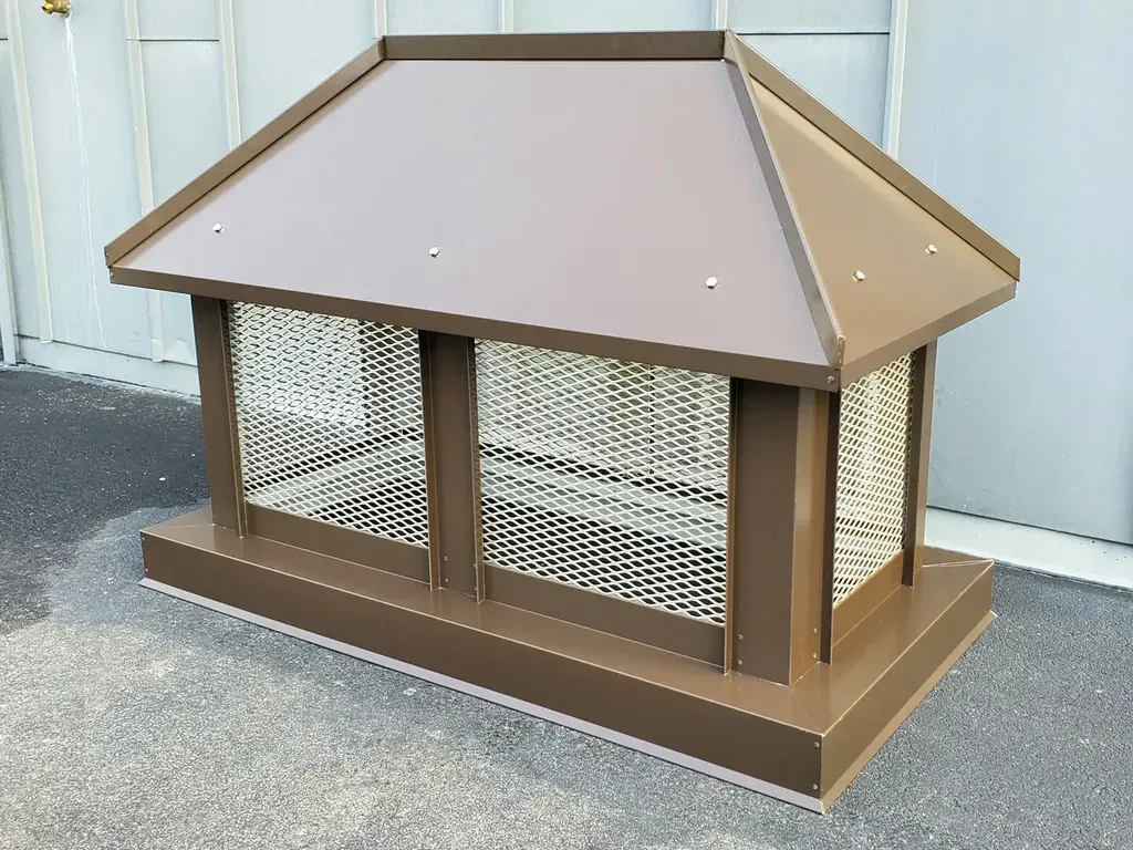 Hip and ridge medium bronze aluminum standing seam custom chimney cap