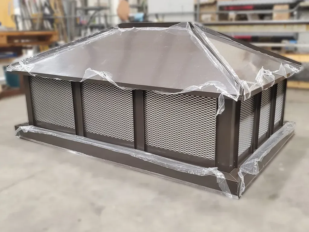 Hip and ridge dark bronze large chimney cap with protective film