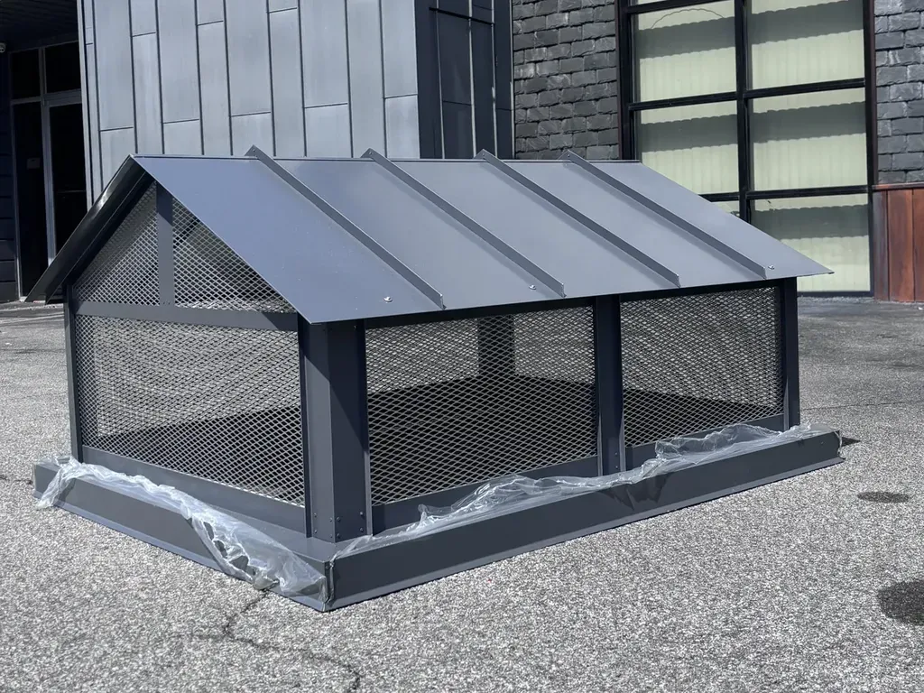 Charcoal gray aluminum Kynar rake chimney cap