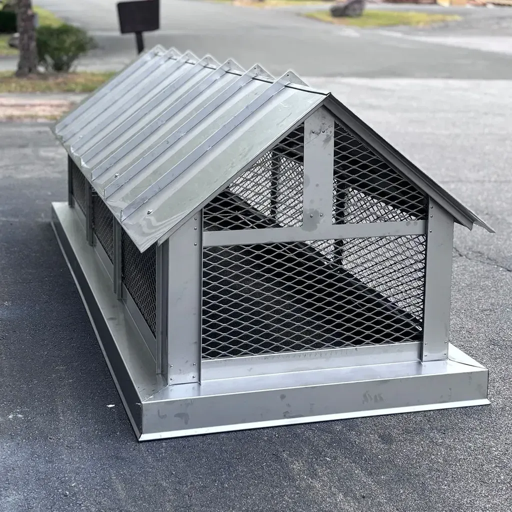 Stainless steel standing seam rake chimney cap