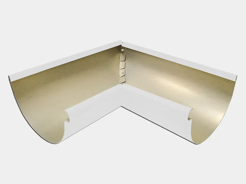 White Kynar Steel Half Round Gutter Inside Miter - Top View