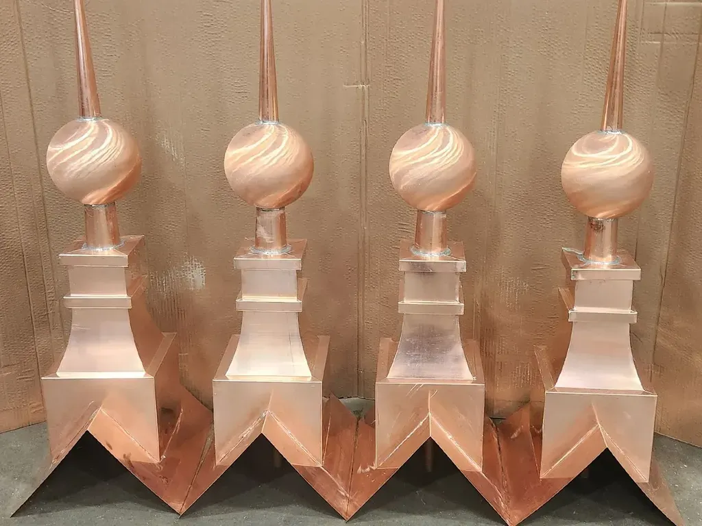 Copper Monarch Finials with Gable Flashing