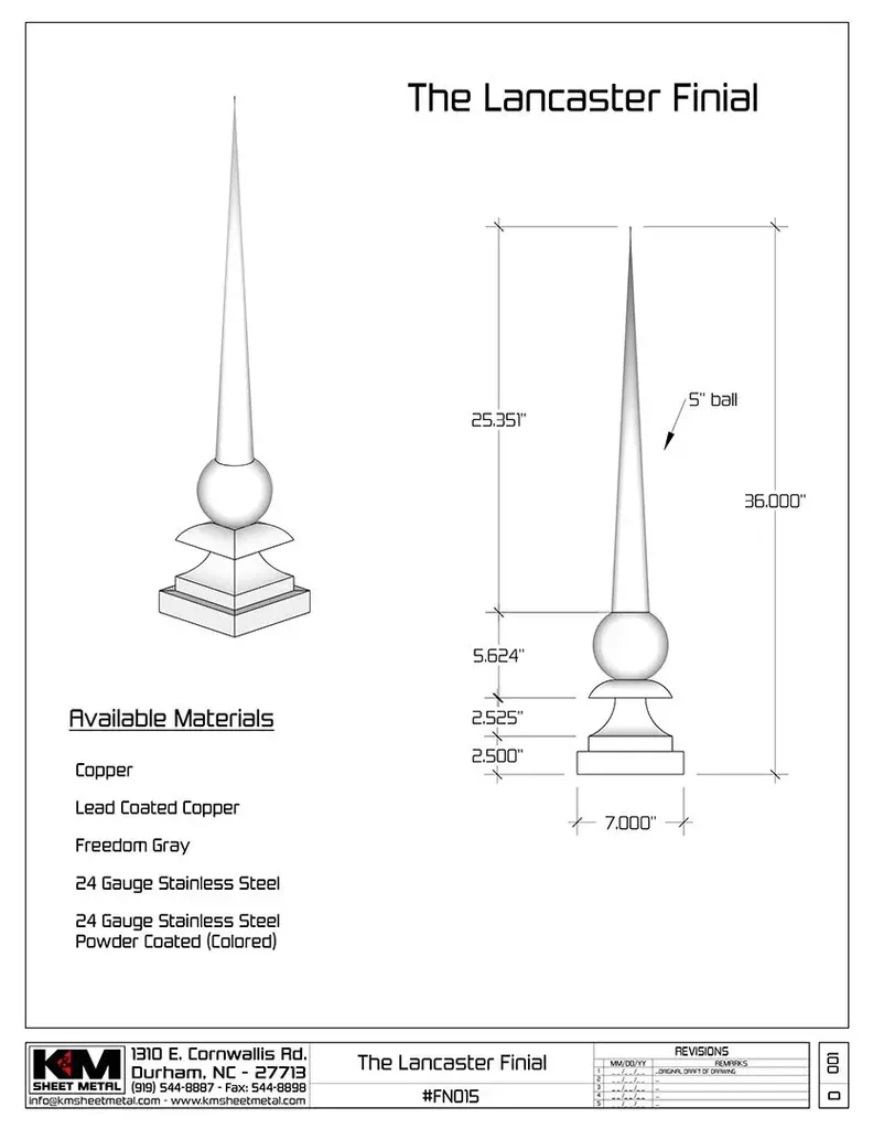 The Lancaster Finial - Submittal