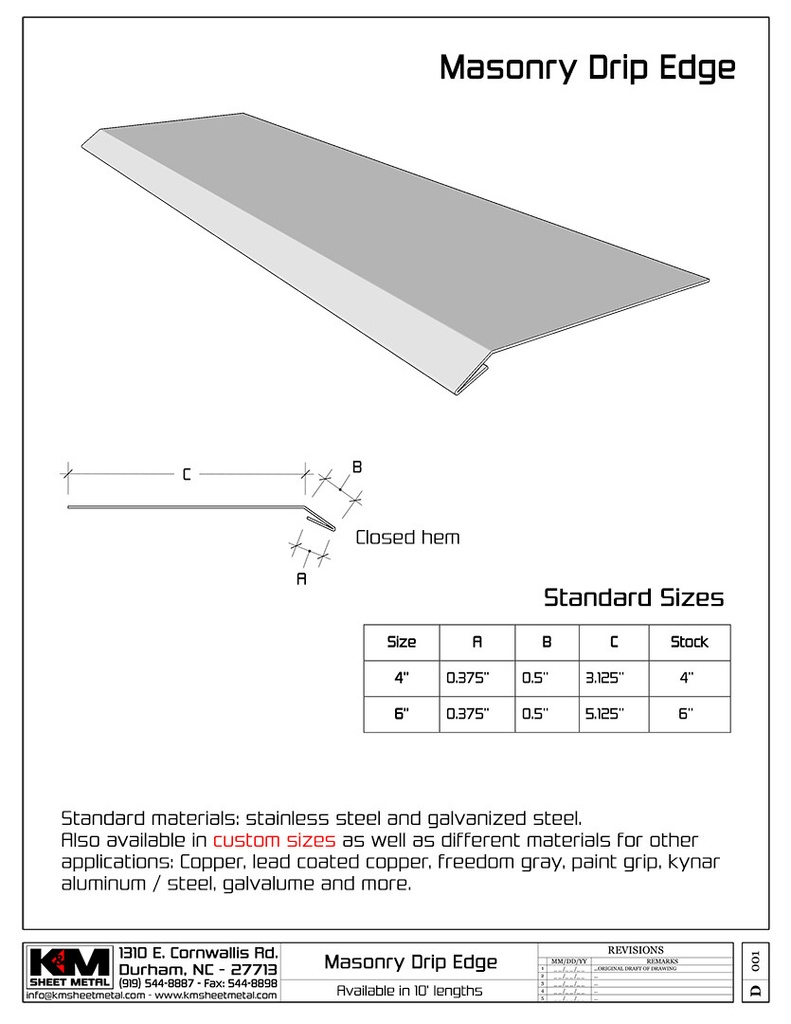 Stainless Steel Masonry Drip Edge