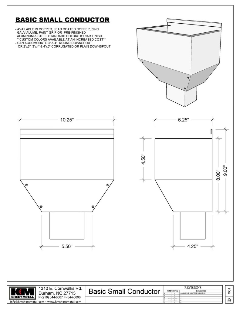 The Basic Small Conductor Head | Leader Head - Copper, Aluminum, Steel