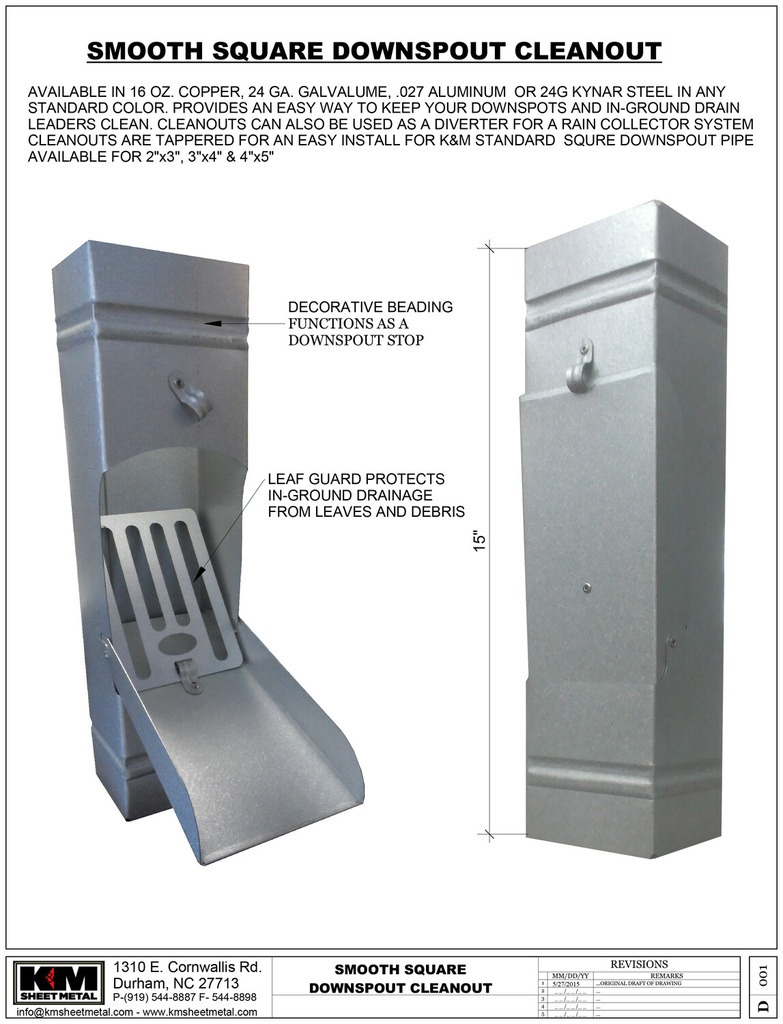 Plain Square 0.027" Aluminum Downspout Cleanout