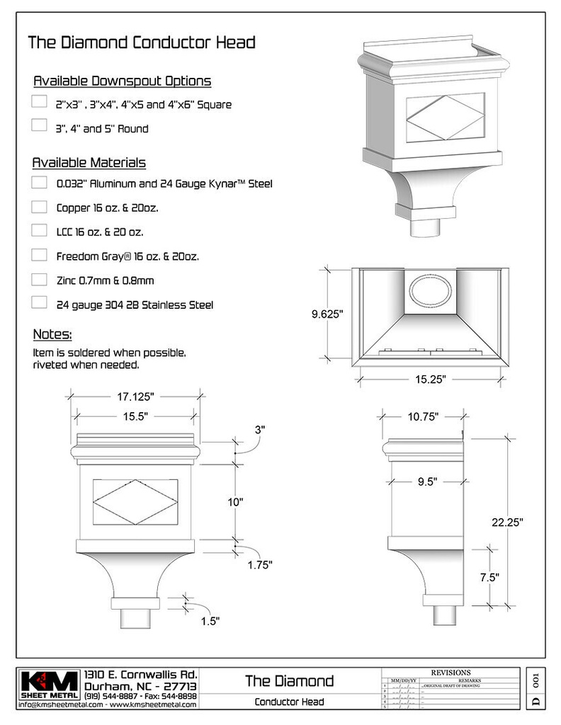 The Diamond Leader Head | Conductor Head in Copper, Aluminum, Steel