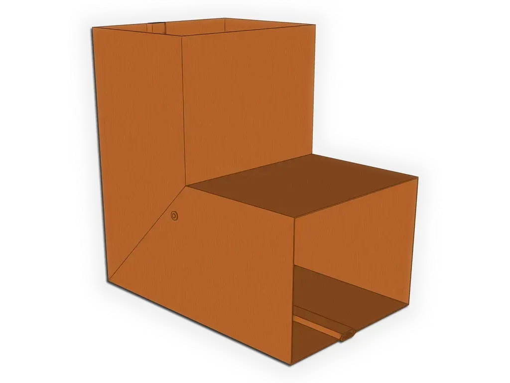 [EB23290-1001] Plain Square Copper Elbow (A) Style
Material: 16 oz. Copper
Size: 2" x 3"
Angle: ($) 90°